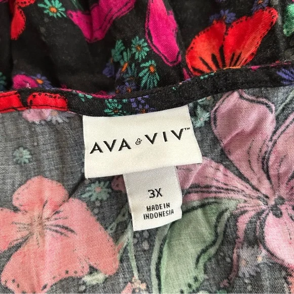 AVA & VIV Multicolor Floral Sleeveless Button Front Midi Dress Plus Size 3X - Picture 9 of 10